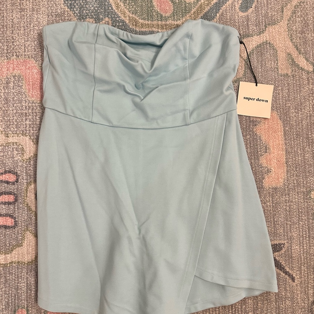 Superdown Sky Blue Strapless romper